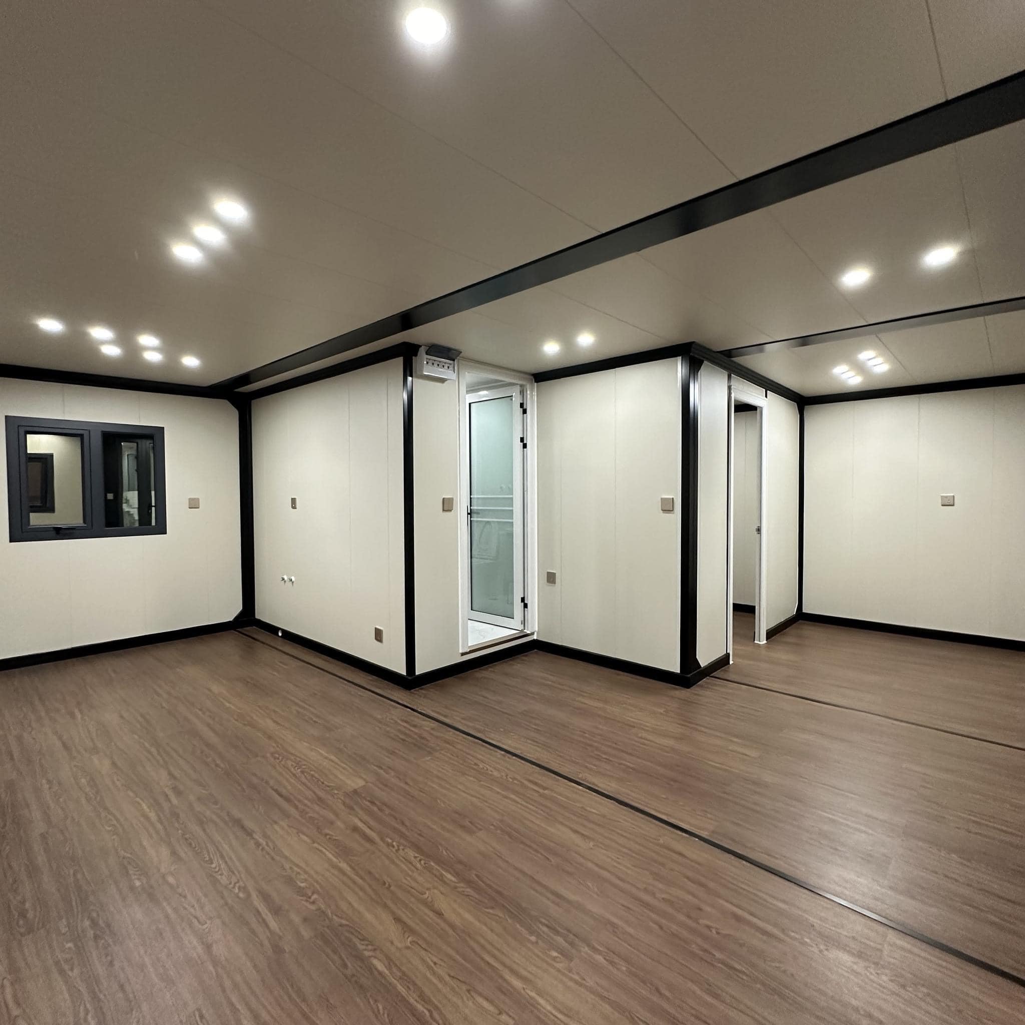 Expandable container house exterior setup on site